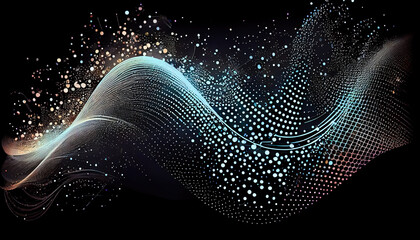 Poster - digital background of abstract waves from lines. Generative AI, Generative, AI
