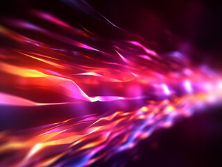 abstract futuristic background with glowing neon moving high speed wave lines and bokeh lights. Data transfer concept, Ai