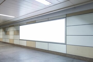 Poster - Empty hallway with white screens on the wall