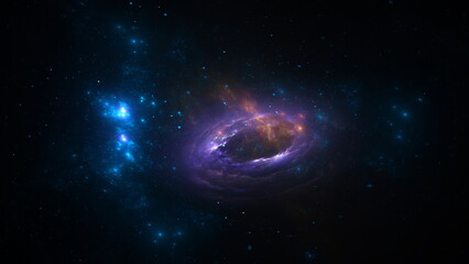 Wall Mural - universe space scene with planets, stars and galaxies, nebula. panorama. template banner. 3d render