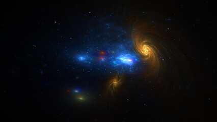 Wall Mural - universe space scene with planets, stars and galaxies, nebula. panorama. template banner. 3d render