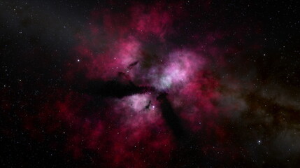 Fototapete - Cosmic nebula in space among stars and galaxies. Gas dust clouds nebula in outer space. Birth and expansion of universe. Formation of stars and planets from the nebula. 3d render