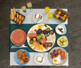 Sticker - Top view of a set of dishes on a table