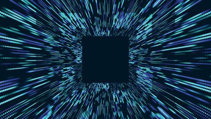 Poster - Tunnel Background. Abstract digital background. Big data visualization. Data flow information. Concept of digital communication. Wormhole. 3D rendering. Vector illustration.