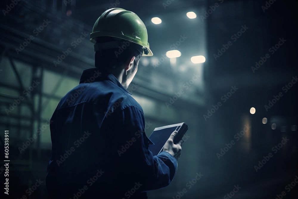 Dedicated stock engineer scans packages with barcode scanner for ...