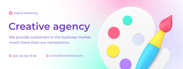 Poster - Creative agency art design for business promo marketing social media banner template 3d icon vector