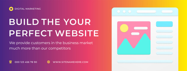Poster - Digital marketing agency website internet advertising content social media banner 3d icon vector