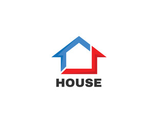 Canvas Print - Clean Simple Red and Blue House Logo Design Template