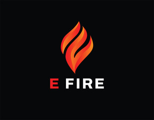 Sticker - Simple Letter E Fire Flame Logo Design Template