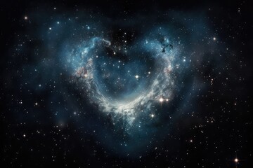 Wall Mural - heart surrounded by galaxies and stars, with view of nebula in the background, created with generati
