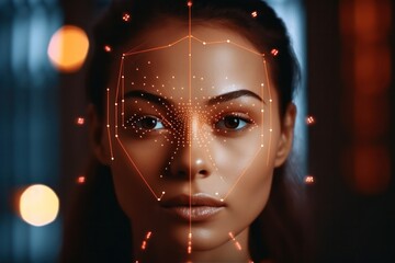 Poster - security authentication by facial recognition showcases the power of biometric identification