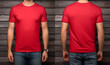 plain red t-shirt mockup template, photo studio with male model, with view, front and back, generative ai