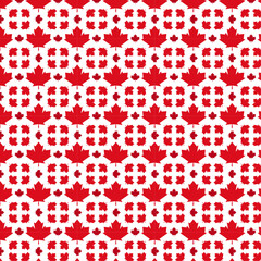 Wall Mural - Seamless pattern with red maple flowers, Canada day