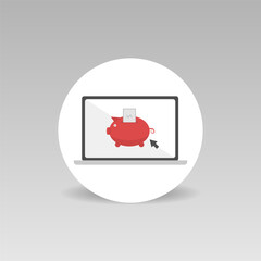 Poster - Online banking round vector icon Flat design