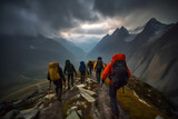 Fototapeta  - hiking in the mountains - generative AI