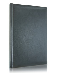 Wall Mural - Black empty leather book isolated with reflect floor for mockup