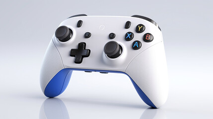 modern white and blue console gamepad on white background, AI generated