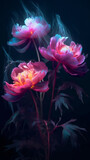 Fototapeta Kwiaty - Underwater creative concept of fresh flowers in water background. Design for Valentine's, wedding party, mother's day. Illustration. Generative AI