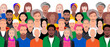 abstract crowd group of people concept of social diversity inclusion, multi cultural and gender equality,   vector illustration of various man woman children young and elderly different age and gender