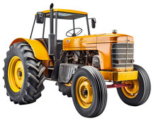 Yellow Farm Tractor. Isolated On A Transparent Background. KI.
