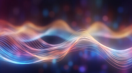 Wall Mural - abstract futuristic background with gold pink blue glowing neon moving high speed wave lines and bok