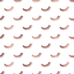 Wall Mural - Rose gold Lashes seamless vector pattern