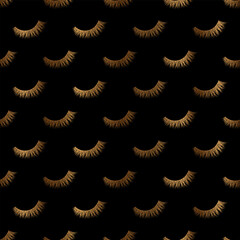 Wall Mural - Gold lashes seamless vector pattern