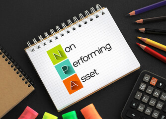 Poster - NPA - Non Performing Asset acronym on notepad, business concept background