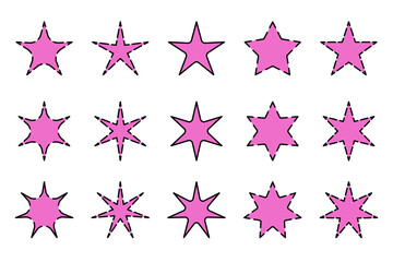 Wall Mural - collection of pink stars with black outlines
