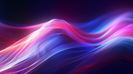 Wall Mural - abstract futuristic background with pink blue glowing neon moving high speed wave lines and bokeh li