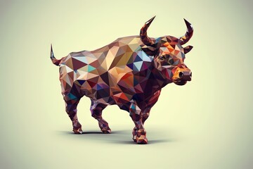 Sticker - bull Low poly animal style illustration generative ai