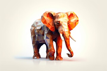 Sticker - elephant Low poly animal style illustration generative ai