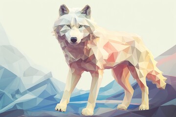 Sticker - wolf Low poly animal style illustration generative ai