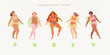 © александра филатова - Set of full female body types circle, triangle, pear, hourglass and rectangle. Different women in swimsuits demonstrate different body shapes.