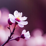 Fototapeta Kwiaty - Close up plum blossom flower, created with generative AI technology