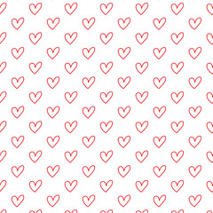 Poster - abstract geometric seamless red heart stroke pattern art.