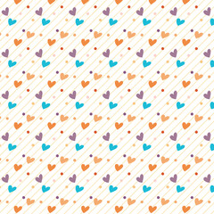 Poster - abstract geometric seamless heart and line pattern art.
