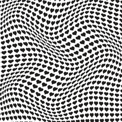 Poster - abstract geometric heart wave pattern art.