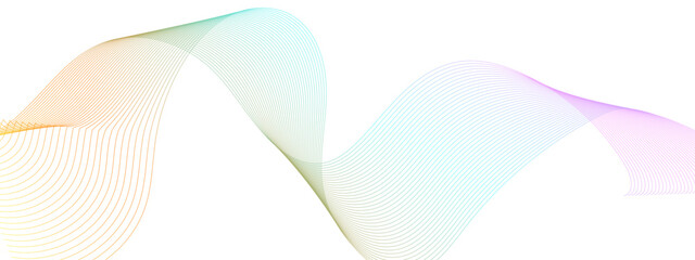 Abstract colorful flowing wave curved lines, frequency wavy sound, technology curve line on white background. Design used for technology, science, banner, template, wallpaper, business and many more.