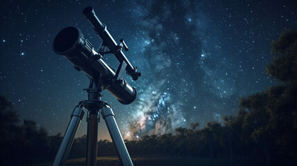 telescope in the starry background. generative ai