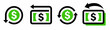 Cash back icon set. Return money collection. Financial services. Money refund and cashback symbol. Vector illustration.