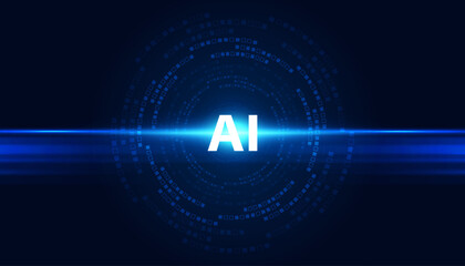 Poster - abstract artificial intelligence on circle digital and technology background with computer systems l