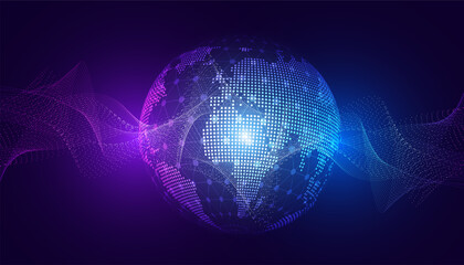 Poster - abstract world wave particle flowing beautiful blue futuristic modern digital background