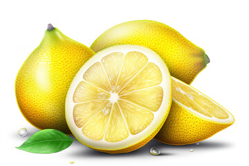 Poster - lemon slices isolated on white background. Generated by AI