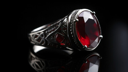 ruby ring with a silver band Generative AI