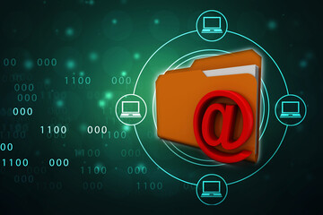 Poster - 3d rendering folder icon email