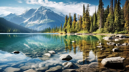  Amazing still reflections at Lake surrounded by mountains created with Generative AI
