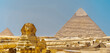 Great Sphinx of Giza with the Pyramids in the background. Cairo