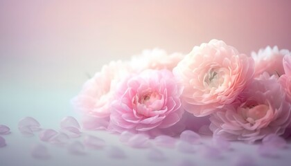 Wall Mural - Soft dreamy sweet flower for love romance background, Generative Ai