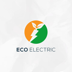 Poster - Eco electric with leaf logo template. Suitable for business, nature, environment and recycle